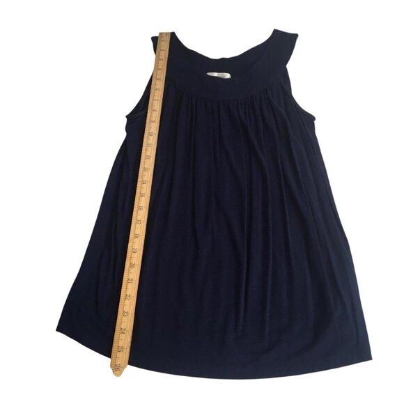 dressbarn Tank Top Womens Small Navy Blue Scoop Neck Pleated Rayon Spandex Soft - Picture 7 of 14
